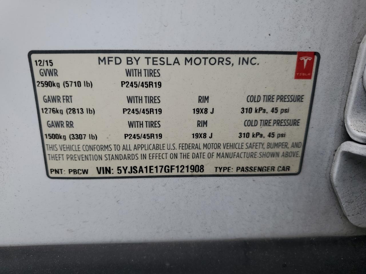 5YJSA1E17GF121908 2016 Tesla Model S