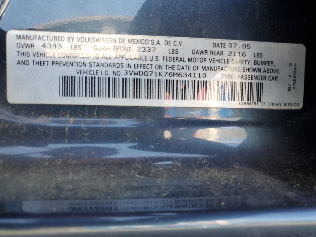 3VWDG71K76M634110 2006 Volkswagen Jetta 2.5 Option Package 2