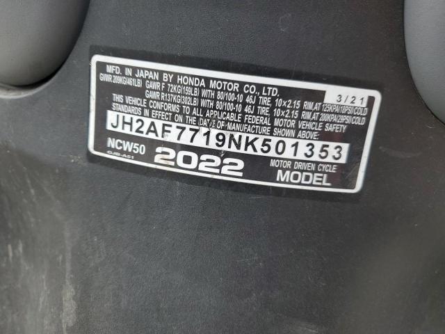 2022 HONDA NCW50 - JH2AF7719NK501353