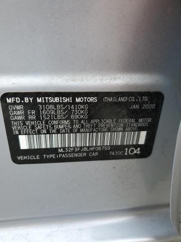 2020 Mitsubishi Mirage G4 Es VIN: ML32F3FJ8LHF06759 Lot: 56070784