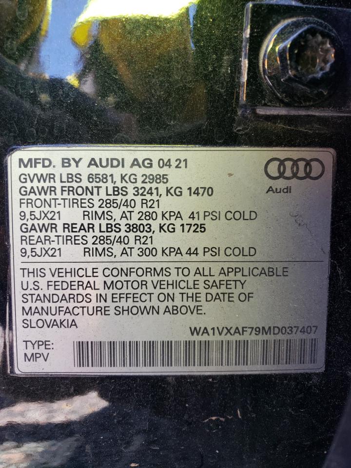 WA1VXAF79MD037407 2021 Audi Q7 Prestige