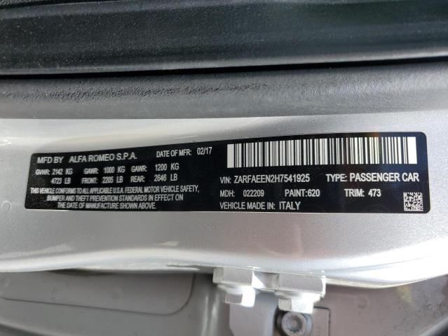 2017 Alfa Romeo Giulia Ti Q4 VIN: ZARFAEEN2H7541925 Lot: 55762184