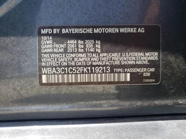 2015 BMW 328 I Sulev VIN: WBA3C1C52FK119213 Lot: 54088264