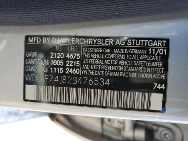 2002 Mercedes-Benz E 55 Amg VIN: WDBJF74J82B476534 Lot: 56575804