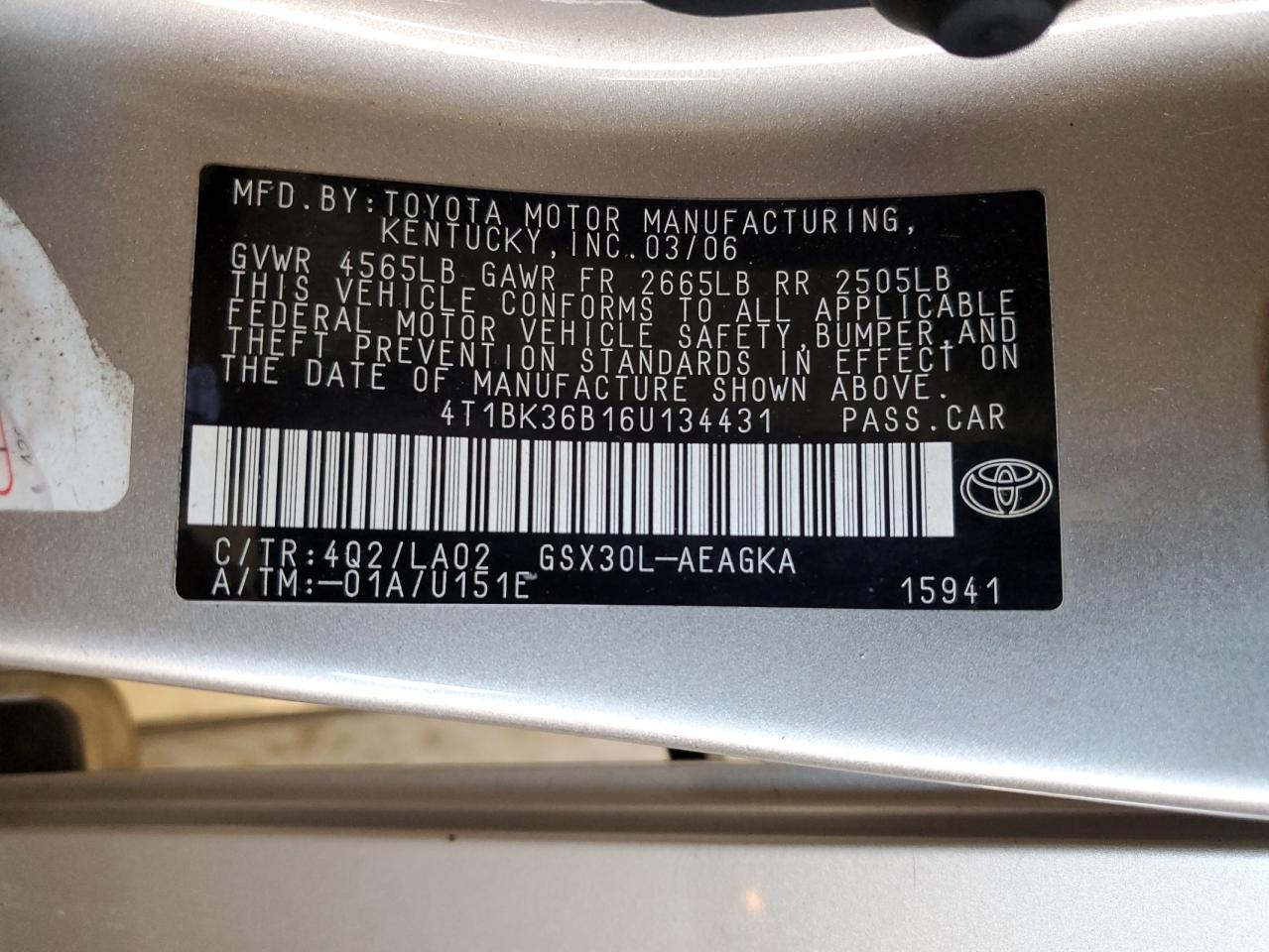 4T1BK36B16U134431 2006 Toyota Avalon Xl