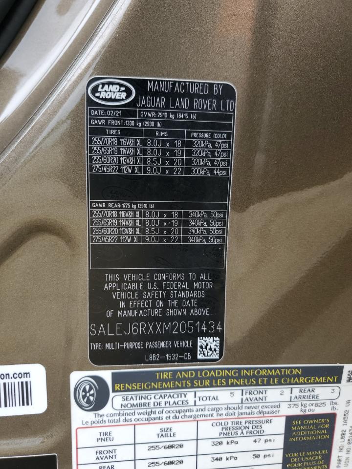 SALEJ6RXXM2051434 2021 Land Rover Defender 90 S