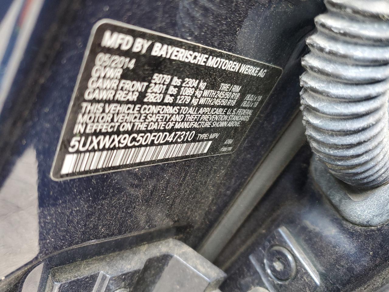 5UXWX9C50F0D47310 2015 BMW X3 xDrive28I