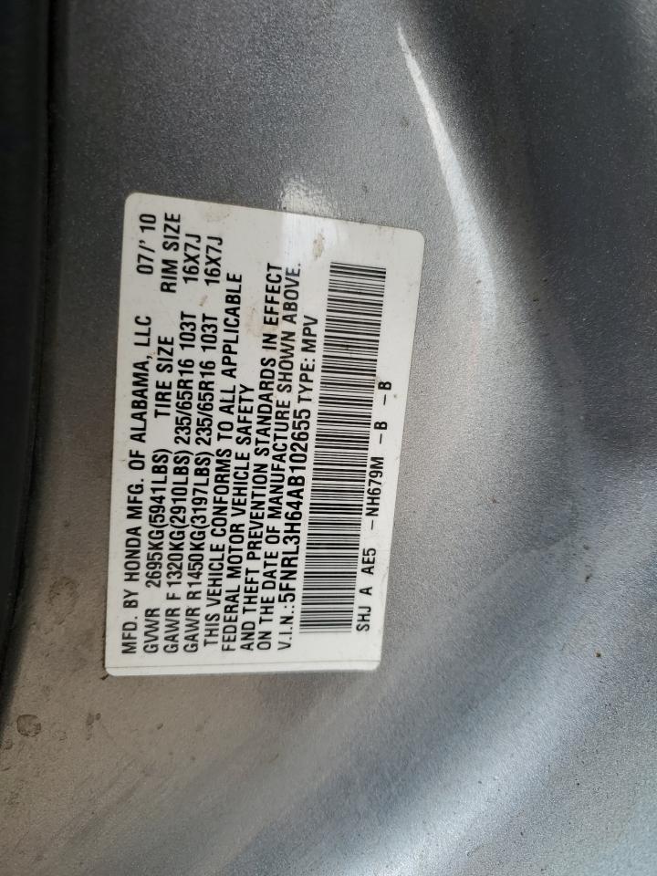 5FNRL3H64AB102655 2010 Honda Odyssey Exl