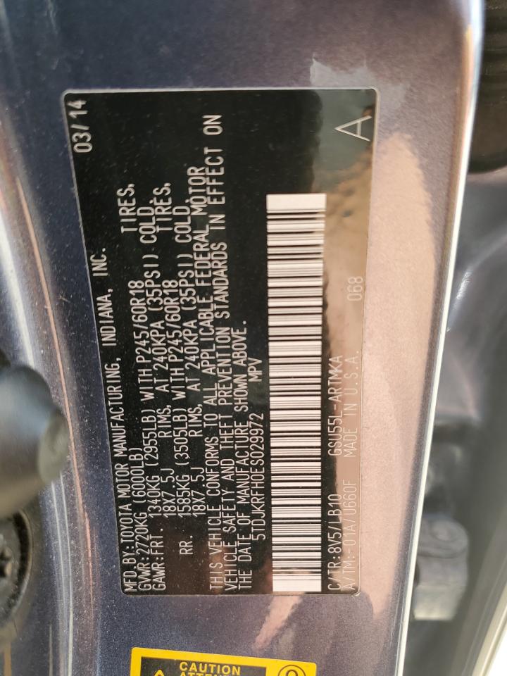 5TDJKRFH0ES029972 2014 Toyota Highlander Xle