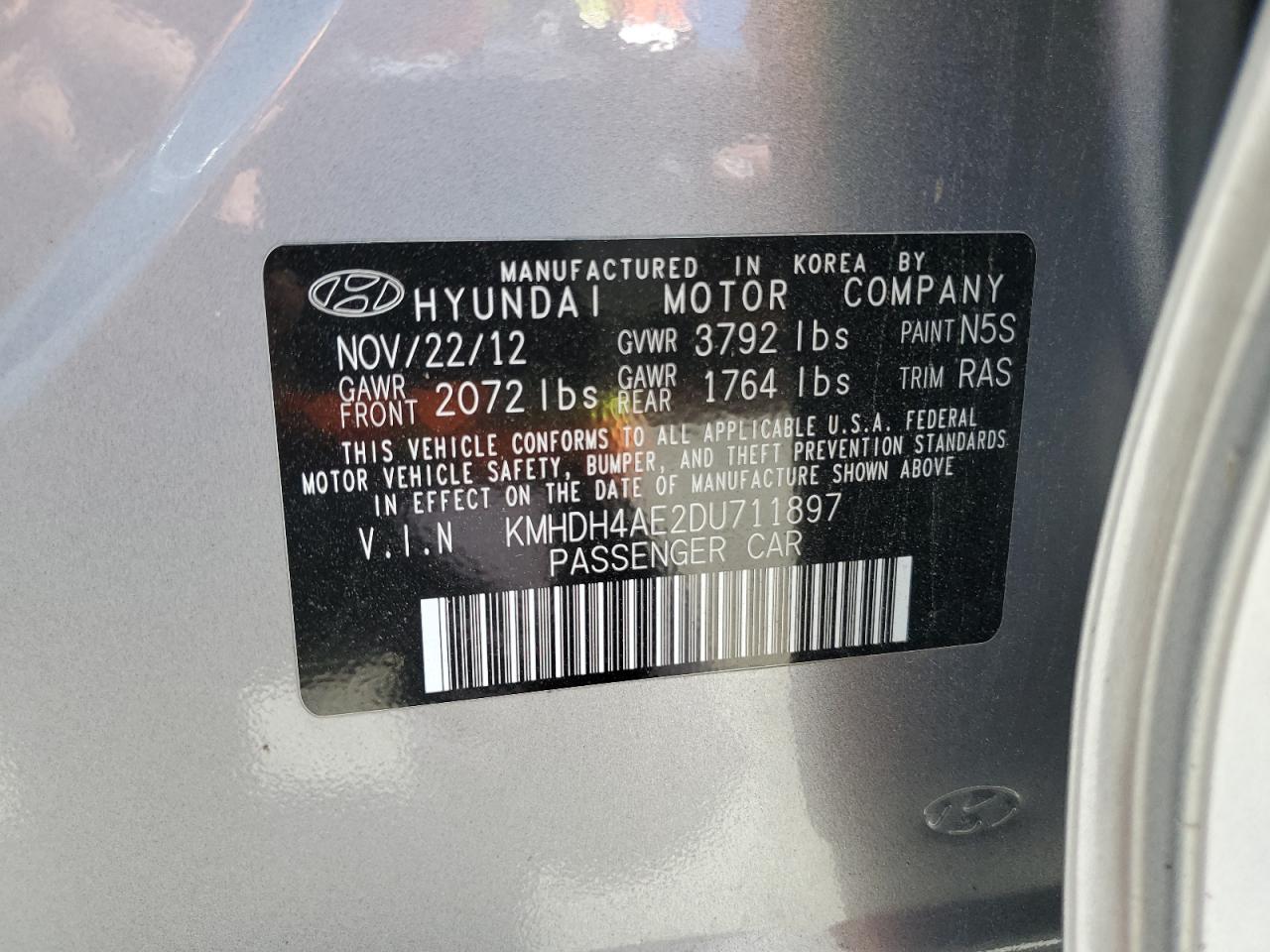 KMHDH4AE2DU711897 2013 Hyundai Elantra Gls