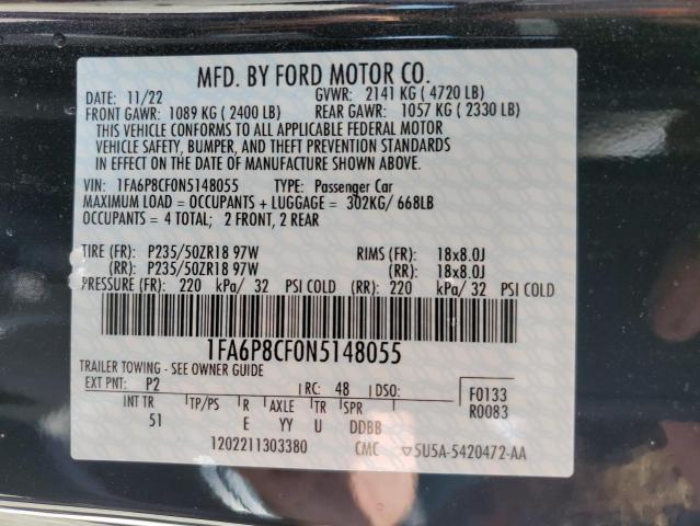 2022 Ford Mustang Gt VIN: 1FA6P8CF0N5148055 Lot: 55008224