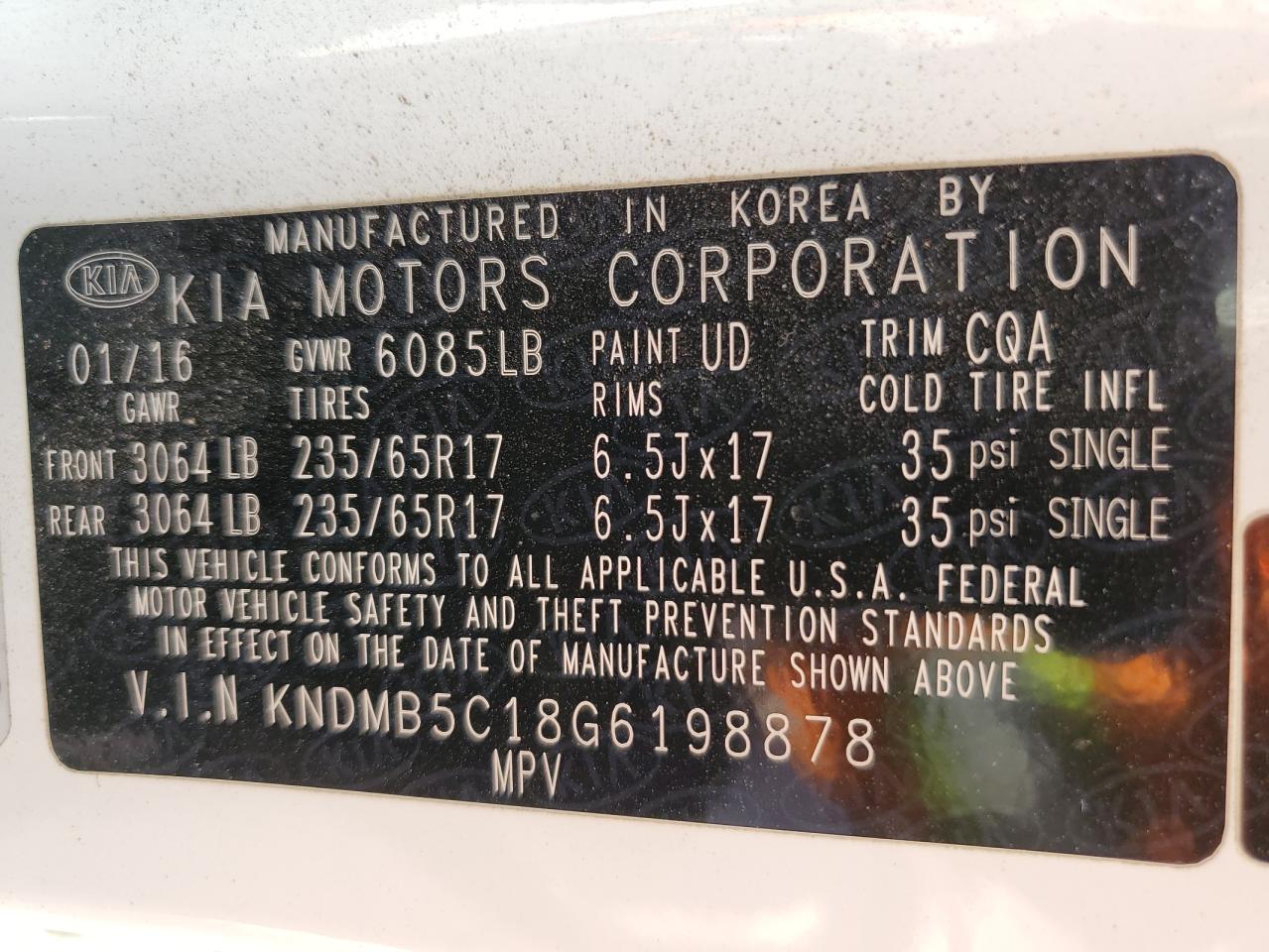 KNDMB5C18G6198878 2016 Kia Sedona Lx