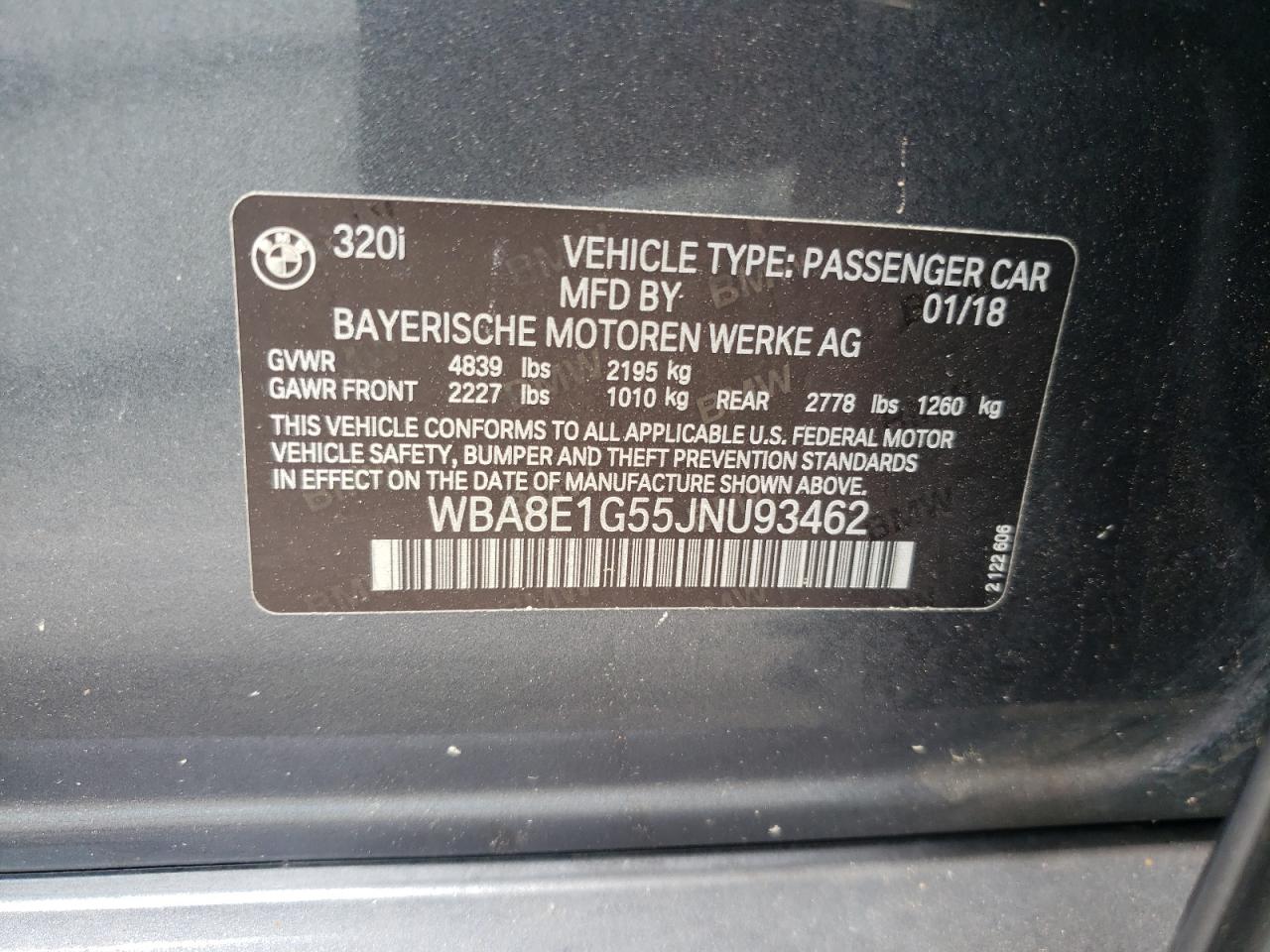 WBA8E1G55JNU93462 2018 BMW 320 I