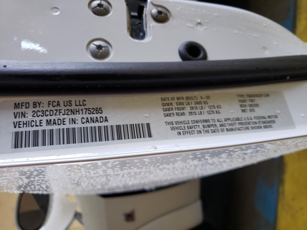 2C3CDZFJ2NH175265 2022 Dodge Challenger R/T Scat Pack