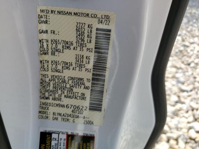 2022 NISSAN FRONTIER 1N6ED1CM9NN670622