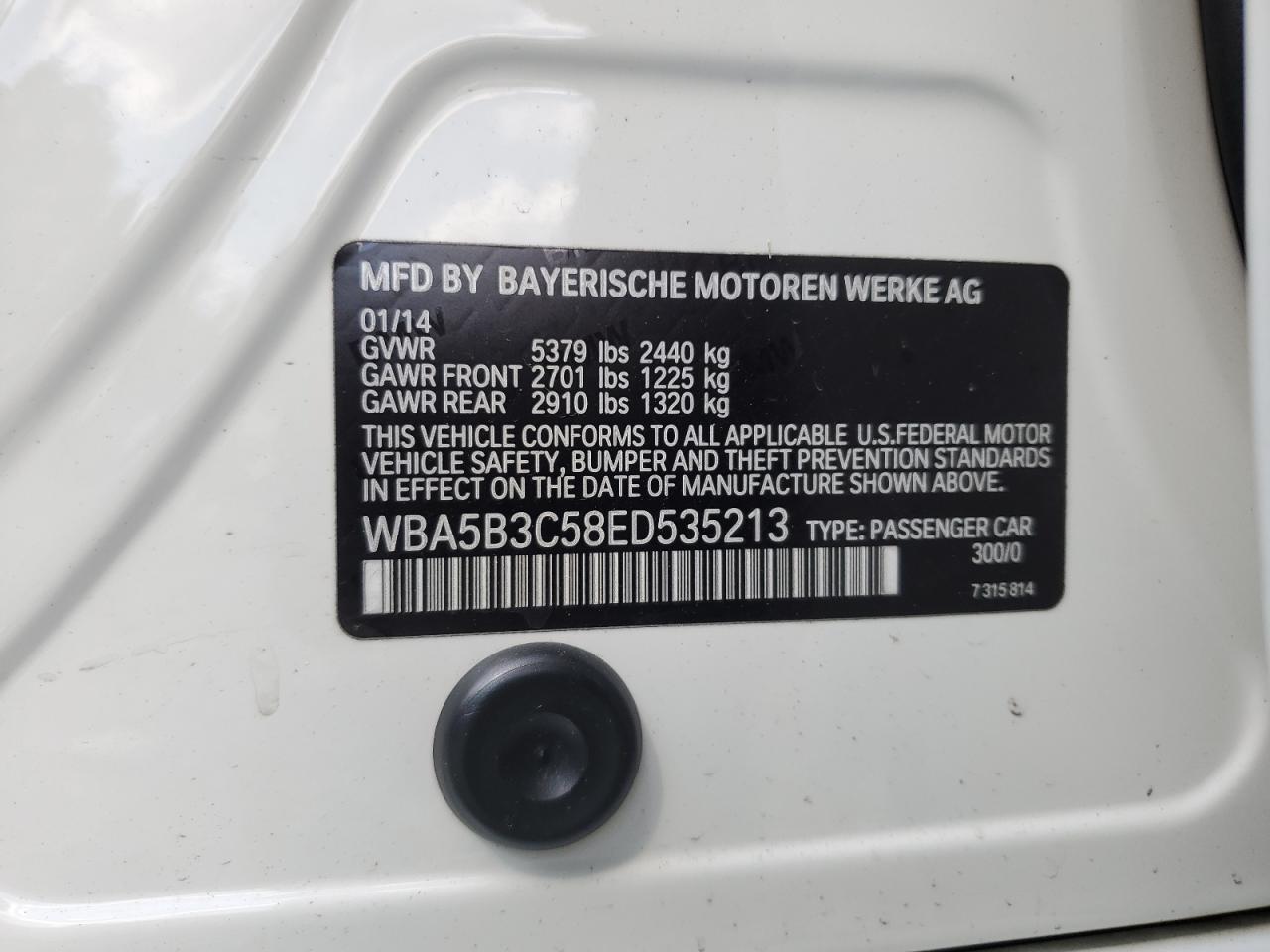 WBA5B3C58ED535213 2014 BMW 535 Xi