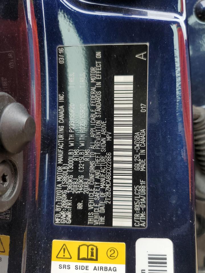 2T2BZMCA8GC022866 2016 Lexus Rx 350 Base