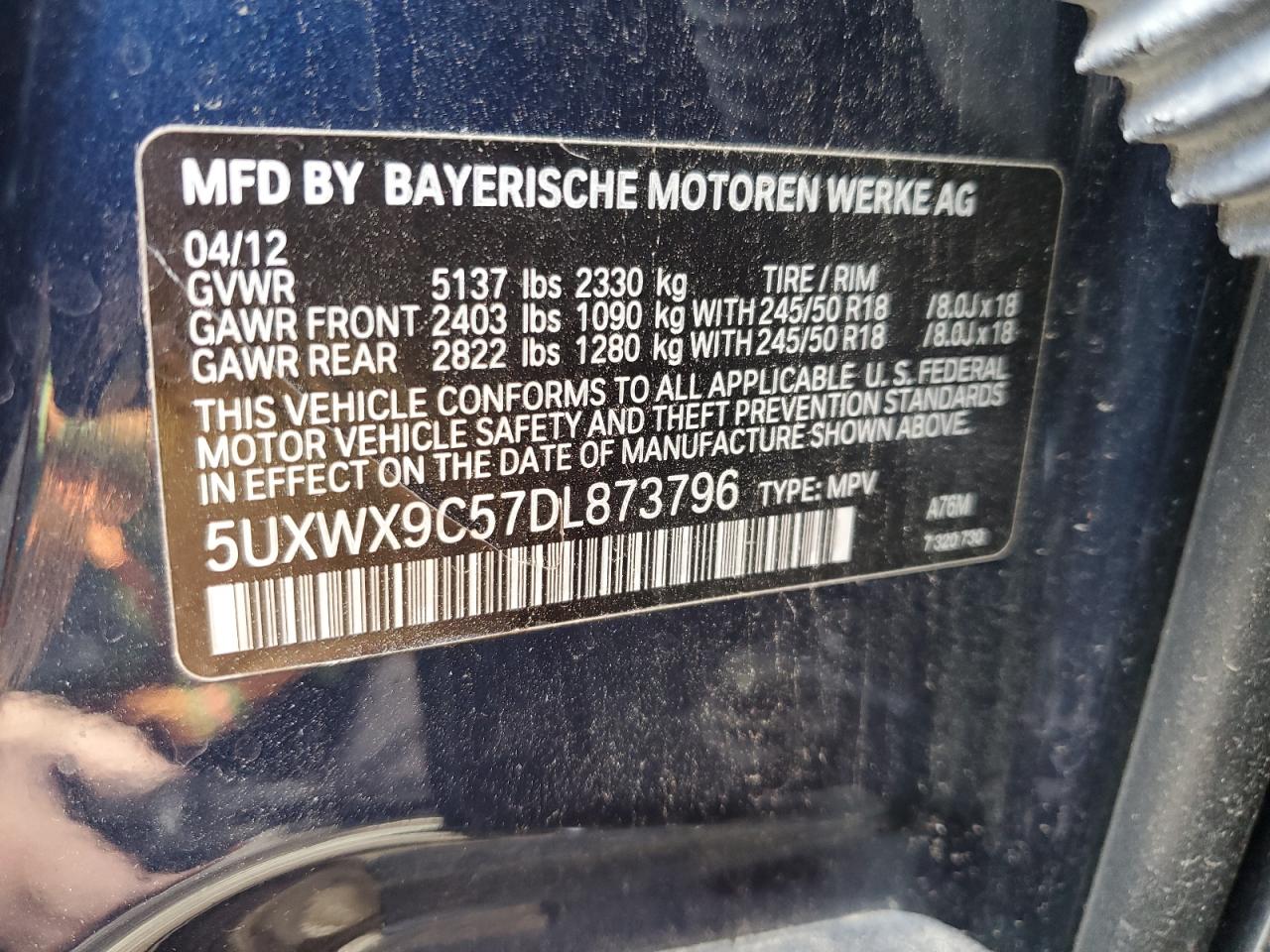 5UXWX9C57DL873796 2013 BMW X3 xDrive28I