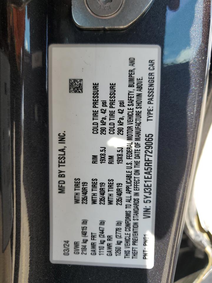 5YJ3E1EA5RF729065 2024 Tesla Model 3