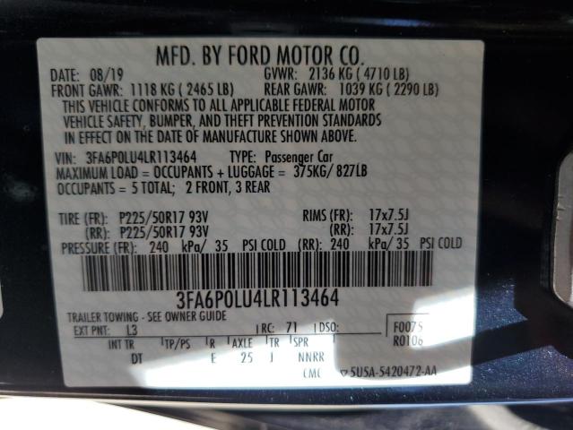 VIN 3FA6P0LU4LR113464 2020 Ford Fusion, SE no.12