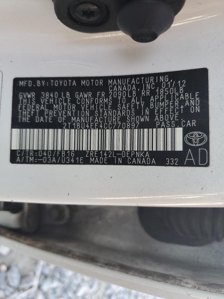 2T1BU4EE4CC770897 2012 Toyota Corolla Base