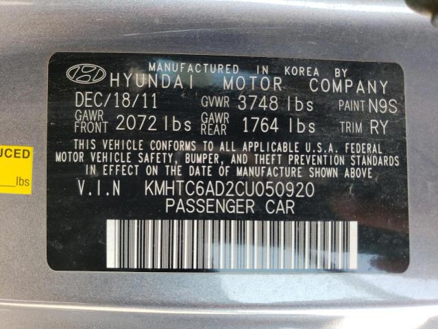 2012 Hyundai Veloster VIN: KMHTC6AD2CU050920 Lot: 54595274