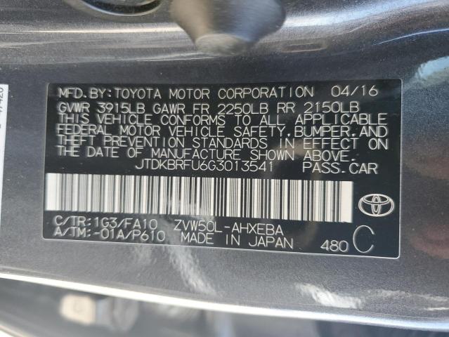 2016 Toyota Prius VIN: JTDKBRFU6G3013541 Lot: 56954424