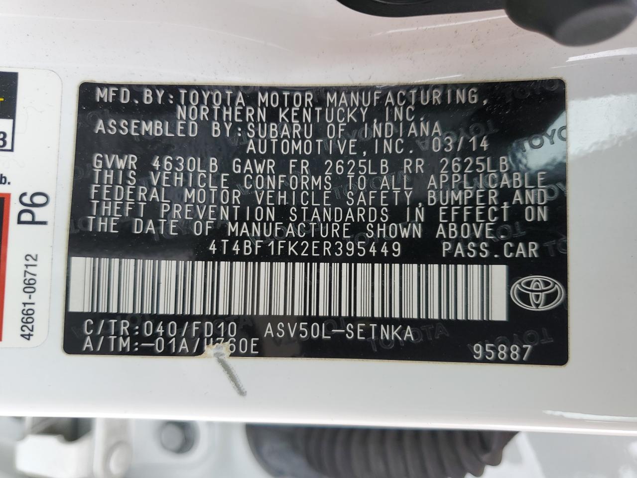 4T4BF1FK2ER395449 2014 Toyota Camry L