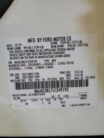 2020 Ford Ecosport Titanium VIN: MAJ6S3KL7LC349193 Lot: 55445154