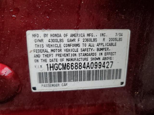 2004 Honda Accord Ex VIN: 1HGCM66884A099427 Lot: 53732954