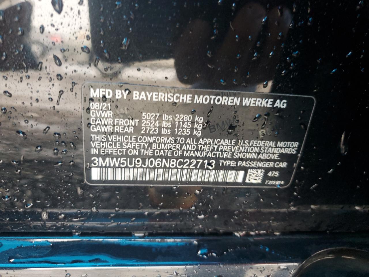 3MW5U9J06N8C22713 2022 BMW M340Xi