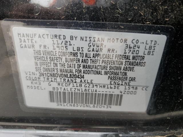 2022 Nissan Versa S VIN: 3N1CN8DV0NL820434 Lot: 55165804