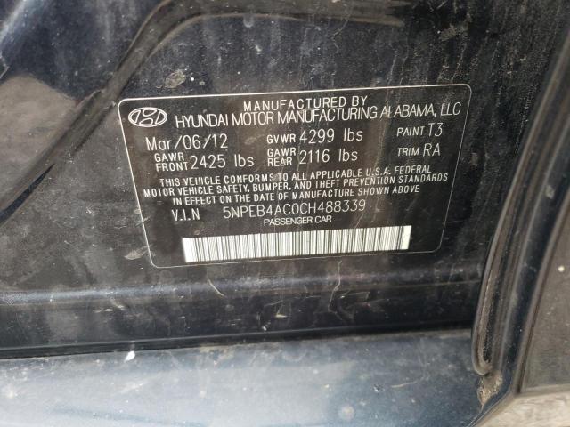 2012 Hyundai Sonata Gls VIN: 5NPEB4AC0CH488339 Lot: 53188184