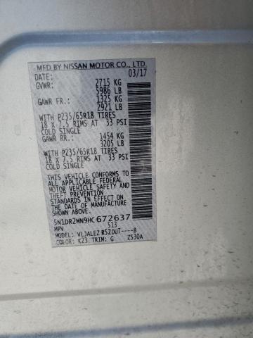 2017 NISSAN PATHFINDER - 5N1DR2MN9HC672637