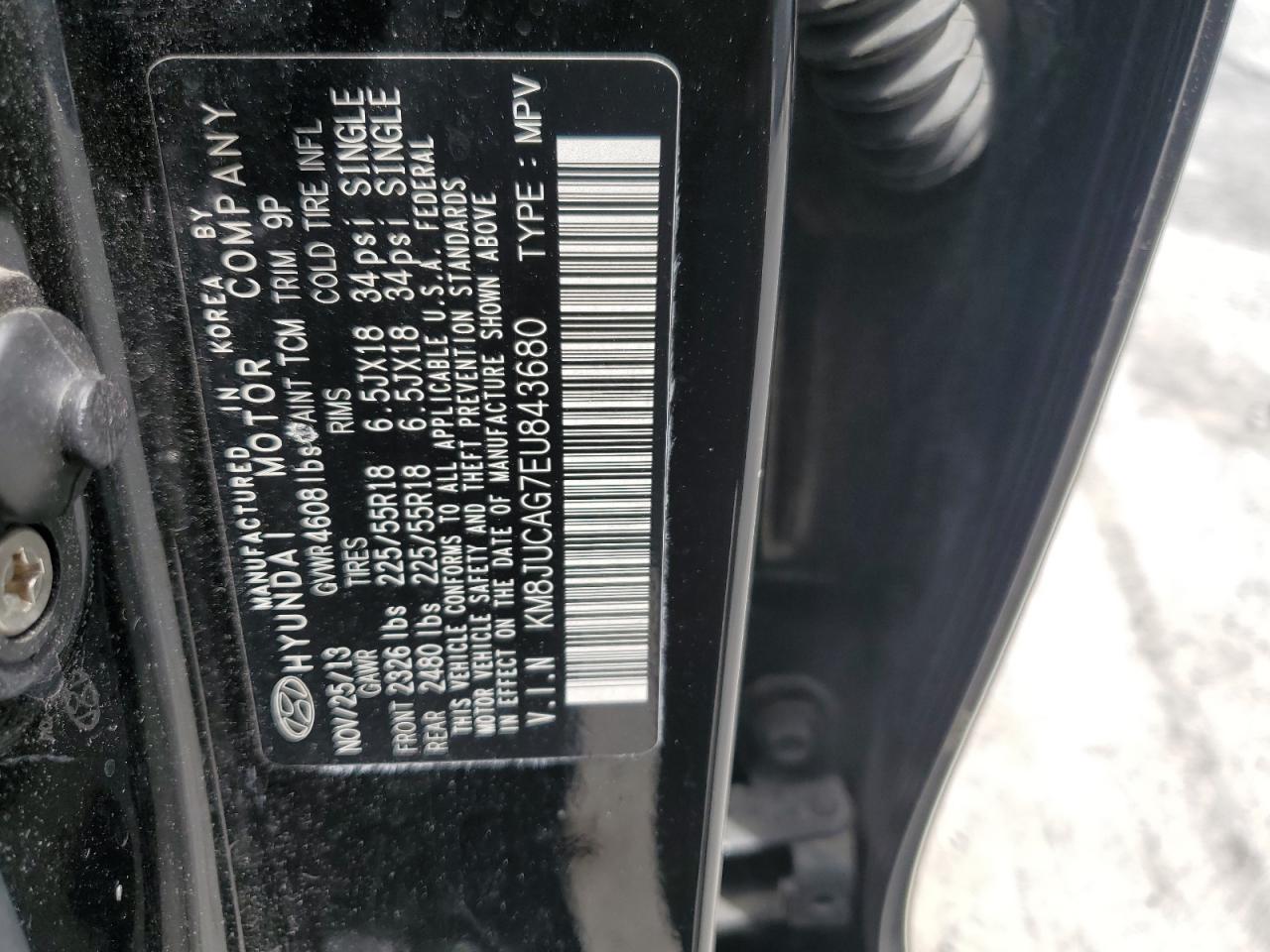 KM8JUCAG7EU843680 2014 Hyundai Tucson Gls