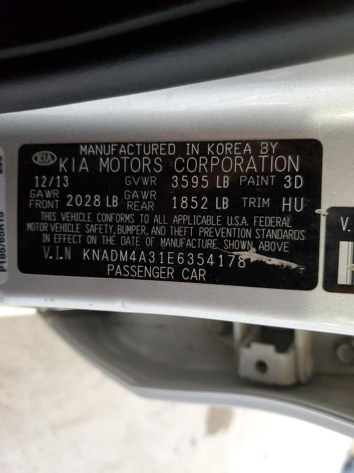 KNADM4A31E6354178 2014 Kia Rio Lx