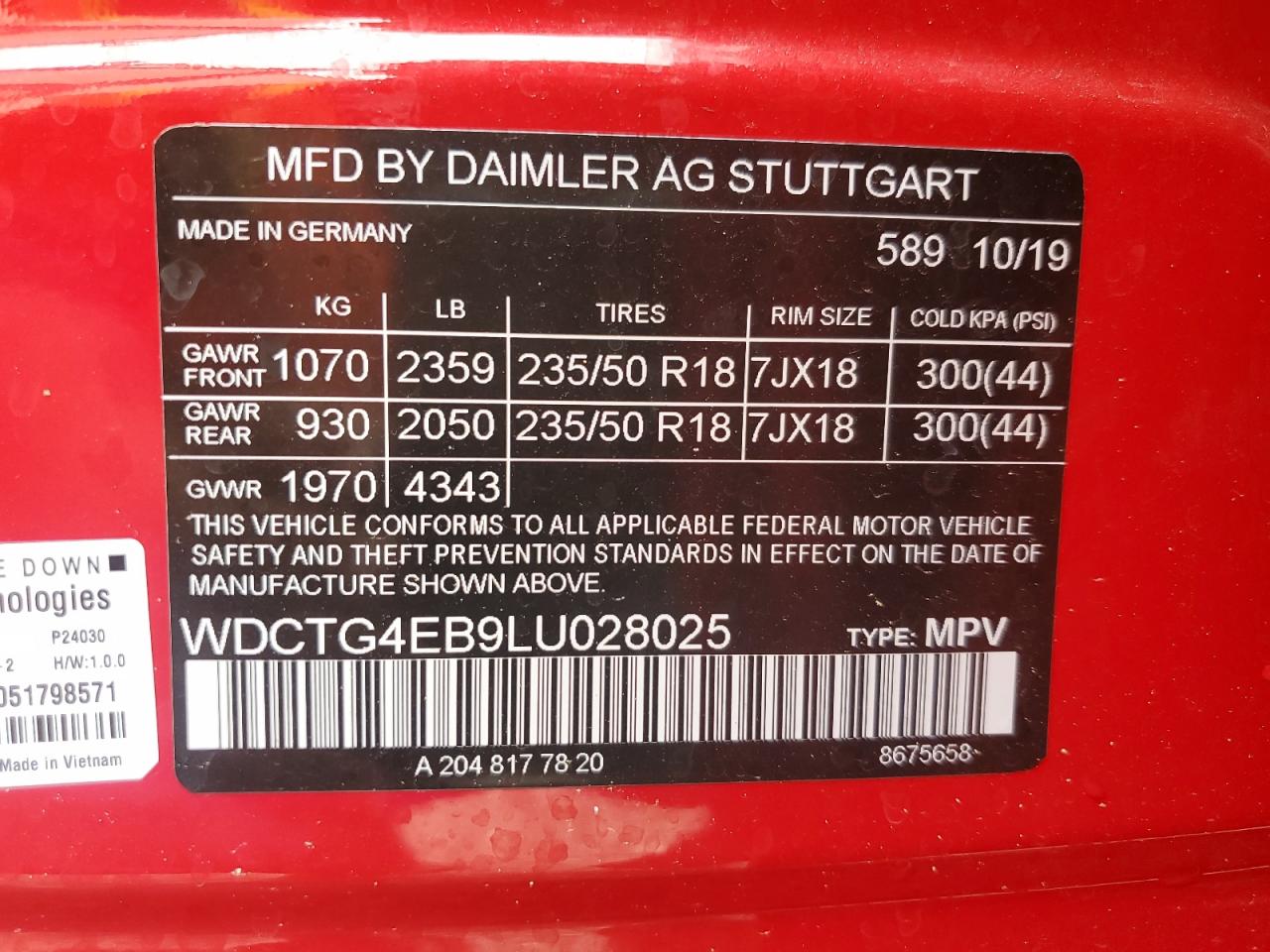 WDCTG4EB9LU028025 2020 Mercedes-Benz Gla 250