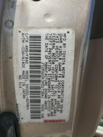 1999 Toyota Camry Le VIN: JT2BG22K3X0273841 Lot: 53498214