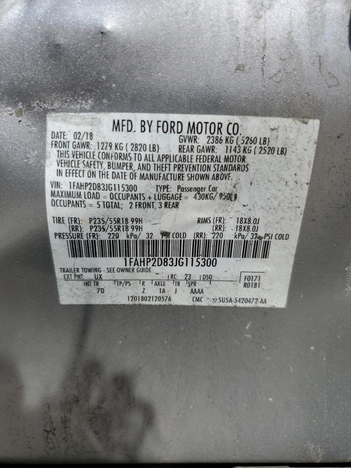 2018 Ford Taurus Se vin: 1FAHP2D83JG115300