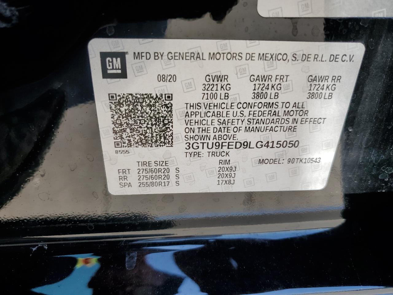 3GTU9FED9LG415050 2020 GMC Sierra K1500 Denali