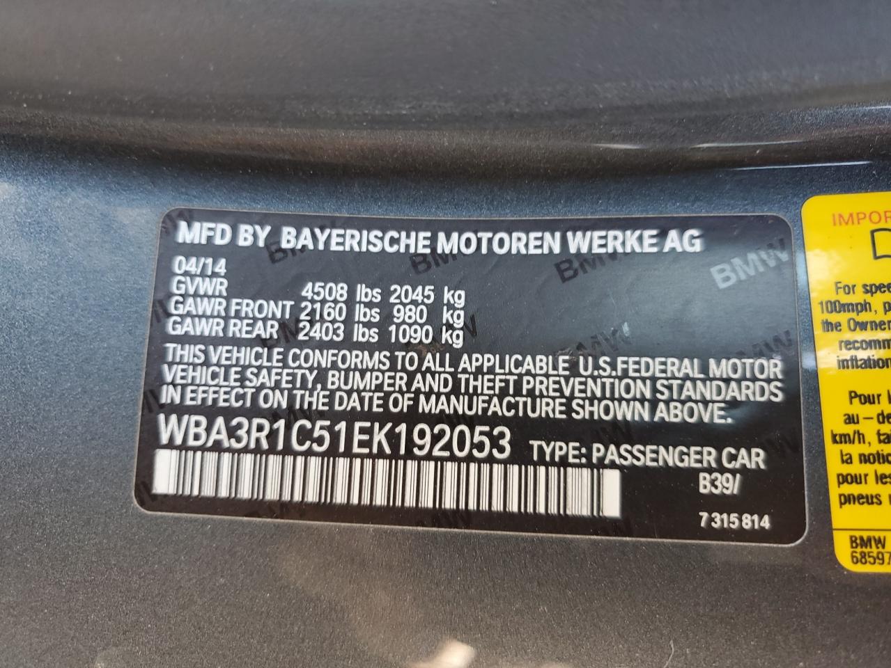 WBA3R1C51EK192053 2014 BMW 435 I