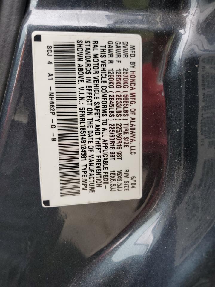 5FNRL18514B124581 2004 Honda Odyssey Lx