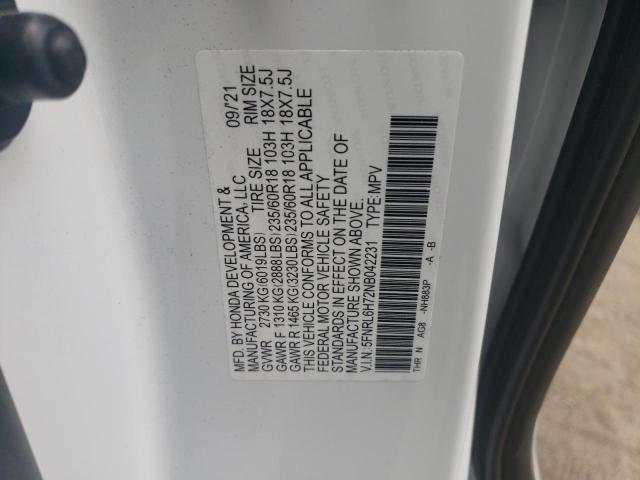 2022 Honda Odyssey Exl VIN: 5FNRL6H72NB042231 Lot: 56768754