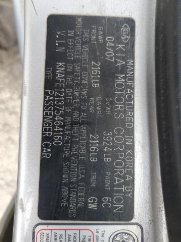 2007 Kia Spectra Ex VIN: KNAFE121375464160 Lot: 54238054