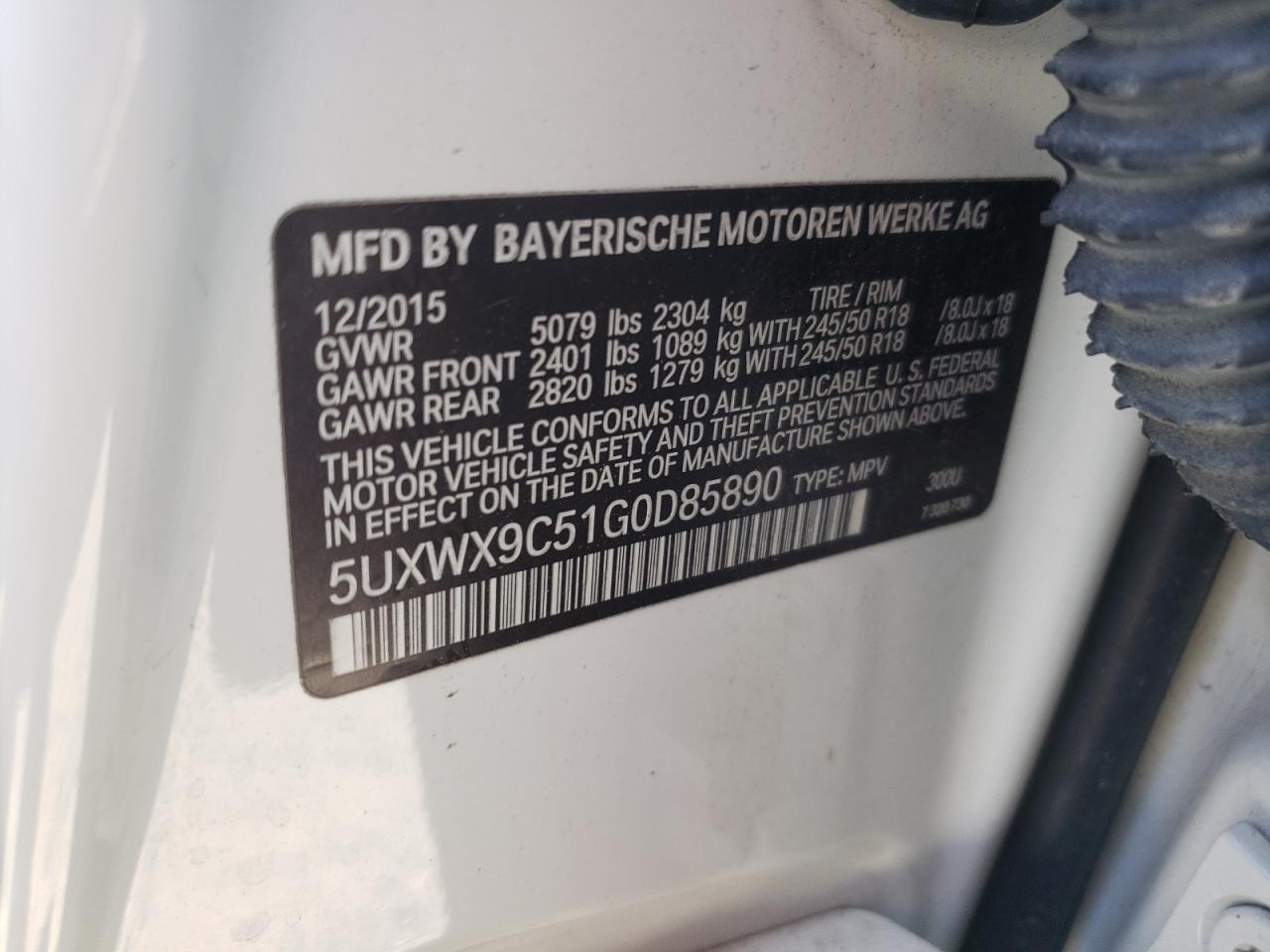 5UXWX9C51G0D85890 2016 BMW X3 xDrive28I