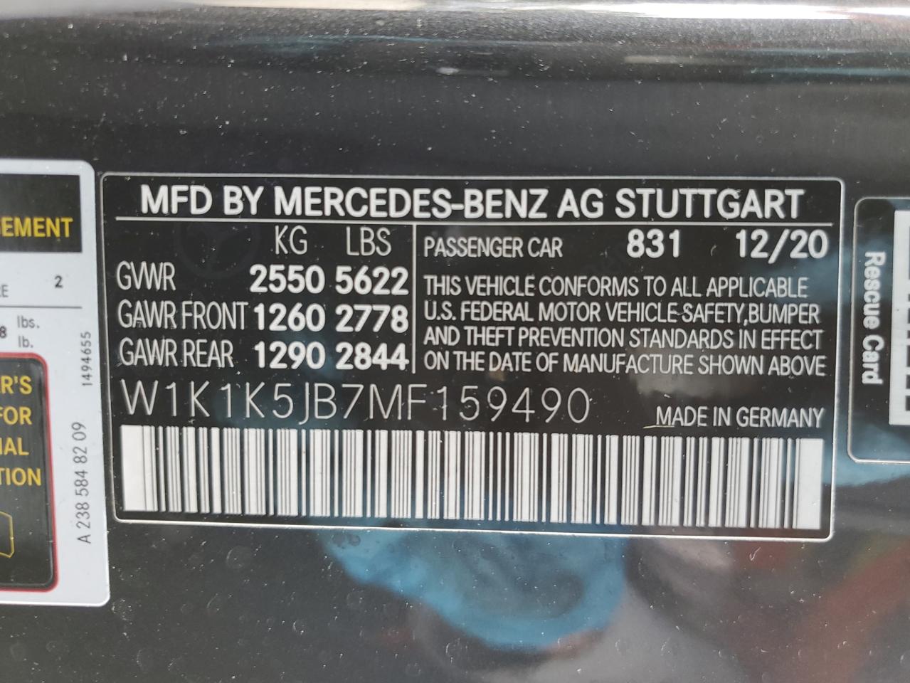 W1K1K5JB7MF159490 2021 Mercedes-Benz E 450