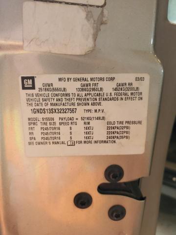 2003 Chevrolet Trailblazer VIN: 1GNDS13SX32327567 Lot: 54551074