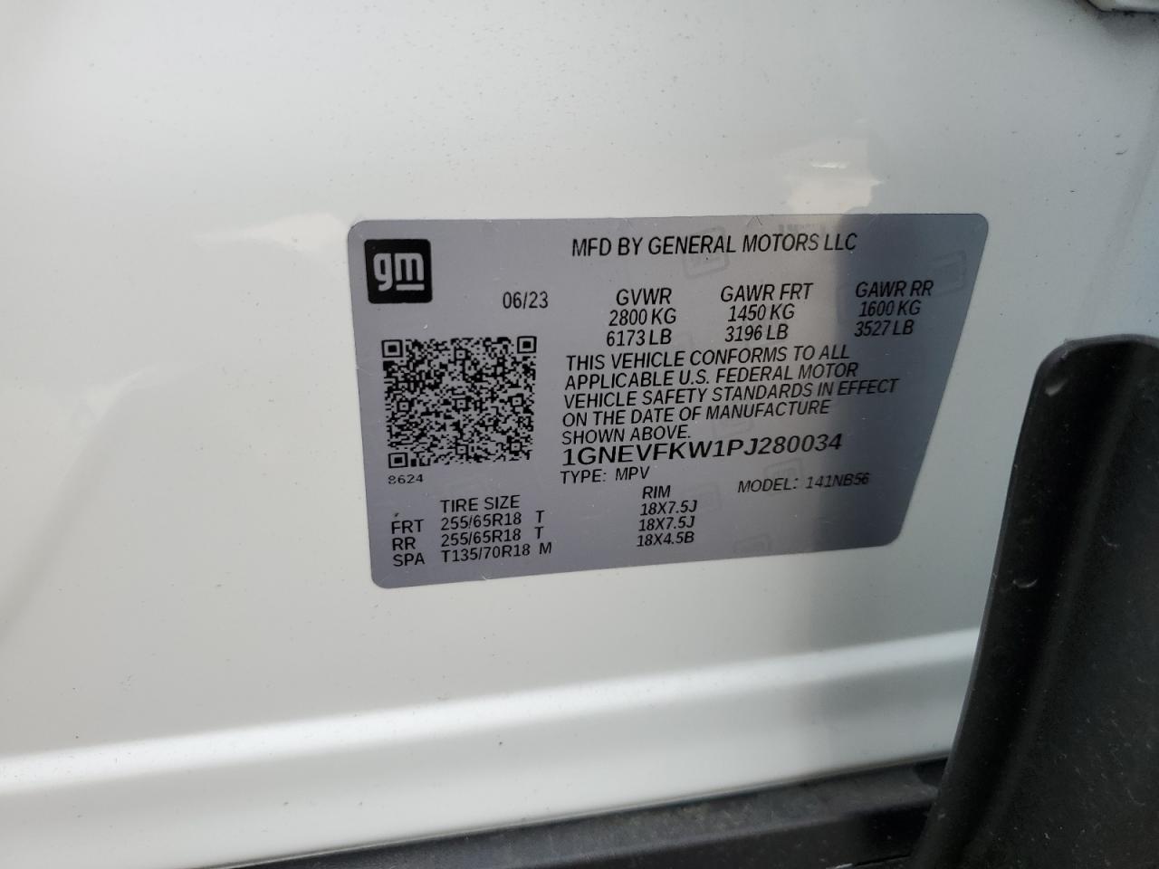 1GNEVFKW1PJ280034 2023 Chevrolet Traverse Ls