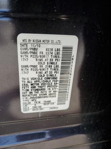 2011 Nissan Rogue S VIN: JN8AS5MVXBW275865 Lot: 56427504