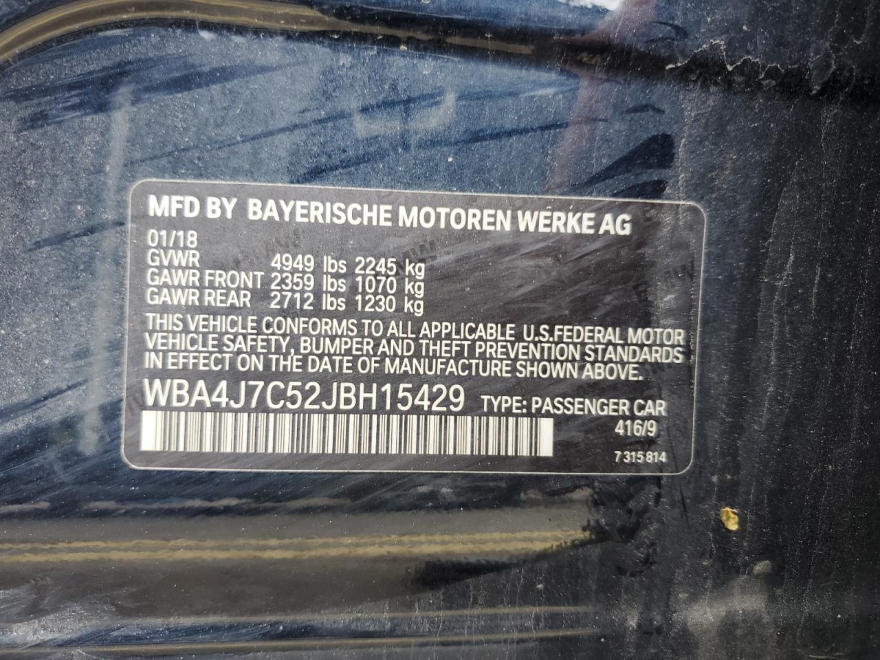 WBA4J7C52JBH15429 2018 BMW 440Xi Gran Coupe